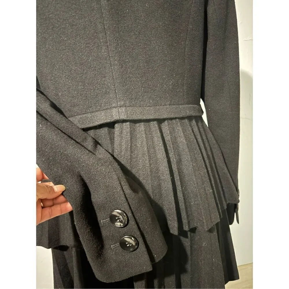 George Simonton studio Australian lambswool cashmere blend black coat 12